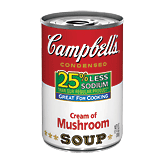 Campbell's cream of mushroom condensed soup, 25% less sodium 10.75 ounce