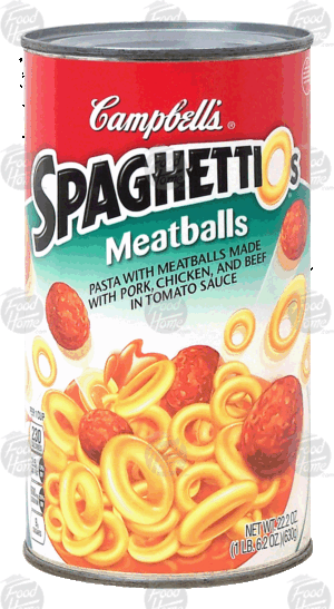 Campbell's Spaghettio's pasta with meatballs in tomato sauce 22.2 ounce