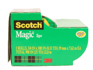 Scotch 3m magic tape, 3/4 in x 300 in 3 pack