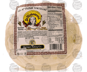 La Michoacana 6 inch flour tortillas, 10 ct., wrapper 11 ounce