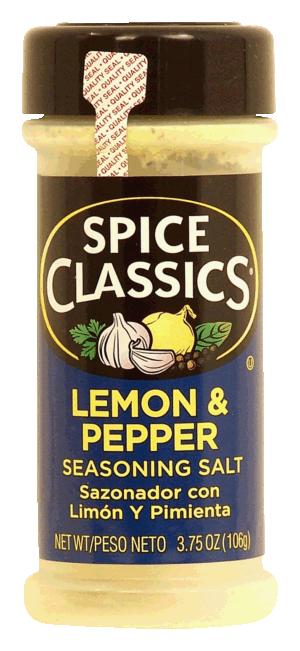 Spice Classics lemon & pepper seasoning salt, sazonador con limon y pimienta 3.75 ounce
