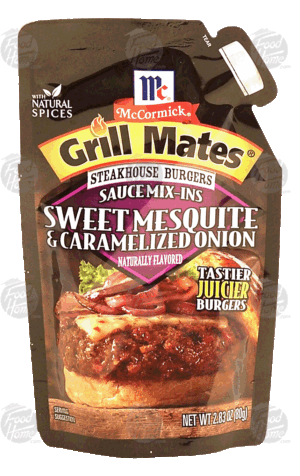 Mc Cormick Grill Mates Steakhouse Burgers; sweet mesquite & caramelized onion sauce mix-ins 2.83 ounce