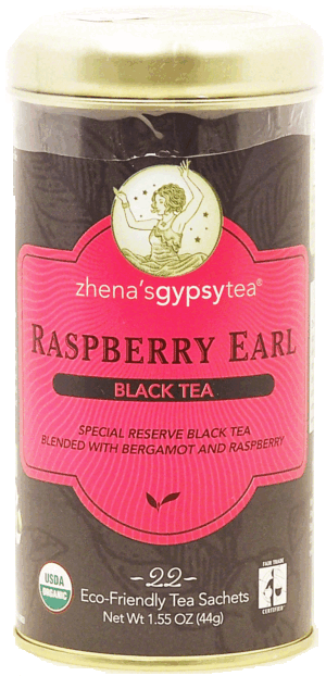 Zhena's gypsy tea raspberry earl black tea, blended with bergamot and raspberry, 22-sachets 1.55 ounce