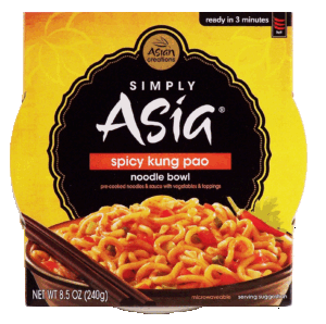 Simply Asia spicy kung pao noodle bowl, pre-cooked noodles with spicy kung pao sauce & peanut topping 8.5 ounce