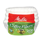 Melitta Coffee Filters Basket 200 Ct Bag 8-12 Cup White 200 count