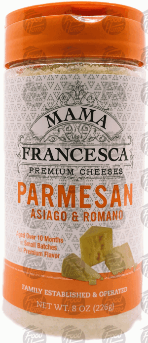 Mama Francesca parmesan asiago & romano cheese, plastic shaker 8 ounce