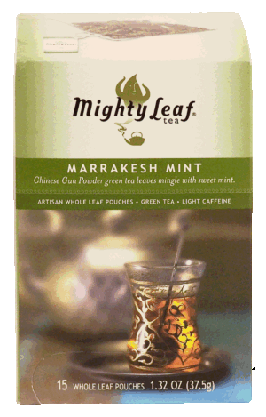 Mighty Leaf Marrakesh Mint chinese gun powder green tea leaves with mint, whole leaf pouches, 15-count 1.32 ounce