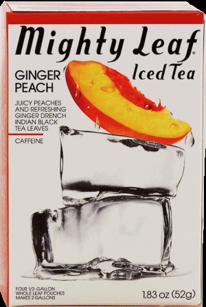 Mighty Leaf Ginger Peach juicy peaches and refreshing ginger drench indian black tea leaves, makes 2 gallons, 4 pouches 1.83 ounce