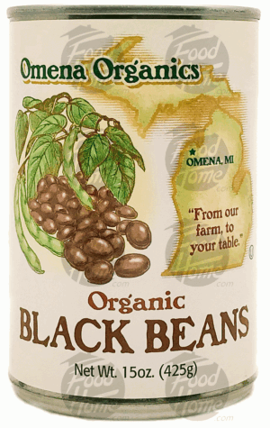 Omena Organics organic black beans, sealed can 15 ounce