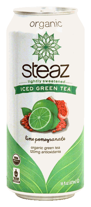 steaz organic iced green tea, lime pomegranate flavor 16 fluid ounce
