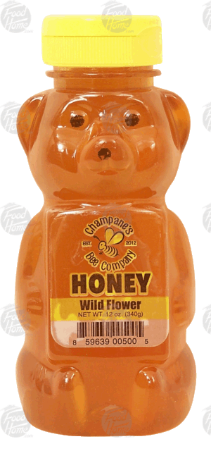 Champane's Bee Company honey, wild flower, bear shape 12 ounce