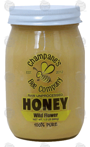 Champane's Bee Company honey, wild flower, raw unprocessed 24 ounce