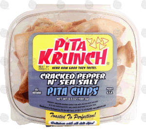 Pita Krunch pita chips with cracked pepper n' sea salt flavor 6.5 ounce