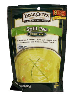 Bear Creek Country Kitchens split pea soup mix, jsut add water 8.4 ounce