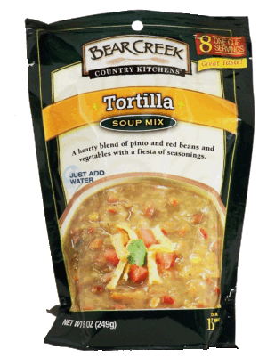 Bear Creek Country Kitchens tortilla soup mix, just add water 8.8 ounce