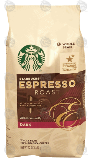 Starbucks Espresso Roast rich & caramelly, dark roast whole bean coffee, 100% arabica coffee 12 ounce