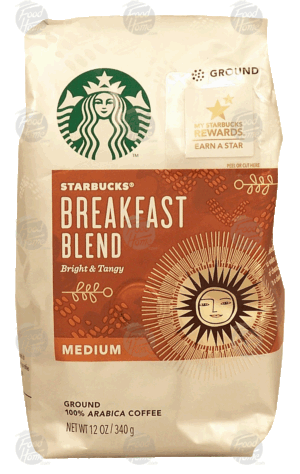 Starbucks Breakfast Blend bright & tangy, medium ground coffee, 100% arabica coffee 12 ounce