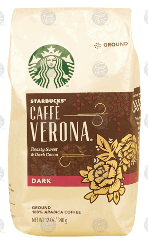 Starbucks Caffe Verona roasty sweet & dark cocoa, dark roast ground coffee, 100% arabica coffee 12 ounce