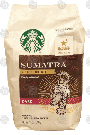 Starbucks Sumatra single-origin, earthy & herbal, dark roast ground coffee, 100% arabica coffee 12 ounce