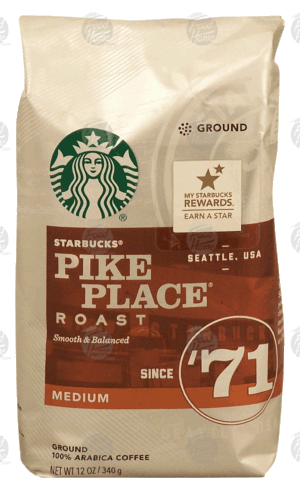 Starbucks Pike Place Roast medium roast ground coffee, 100% arabica coffee 12 ounce