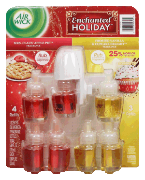 Air Wick Enchanted Holiday 1 scented warmer, 4 apple pie refills, 3 vanilla refills 1 count