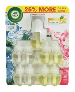 Air Wick Essential Oils 1 scented oil warmer and 4 magnolia and 4 cherry blossom fragrances 7.56 fluid ounce