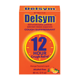 Delsym cough suppressant, 12-hour cough relief, orange flavored liquid 3 fluid ounce