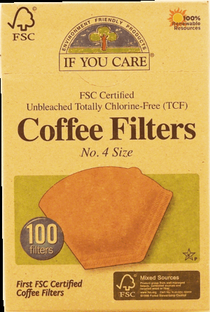 If You Care coffee filters, no. 4 size, unbleached totally chlorine free 100 count