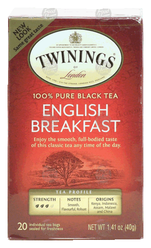 Twinings Of London english breakfast, 100% pure black tea, 20 tea bags 1.41 ounce