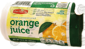 Our Family orange juice concentrate, frozen tube 12 fluid ounce