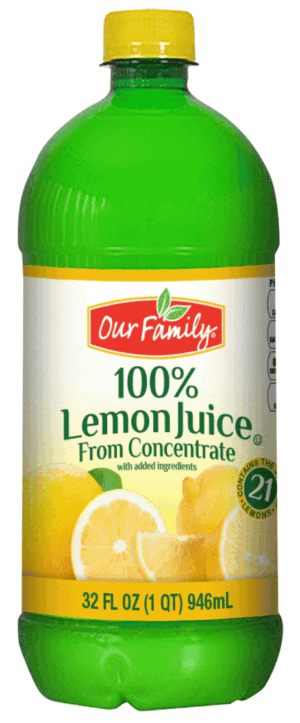 Our Family lemon juice from concentrate 32 fluid ounce