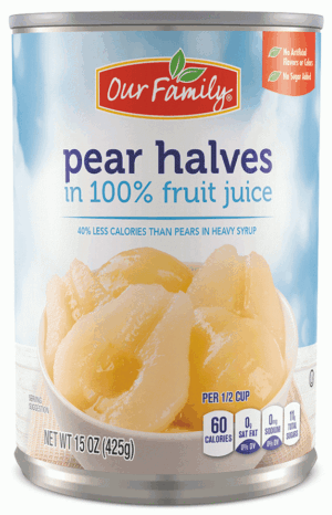 Our Family pear halves in juice 15 ounce