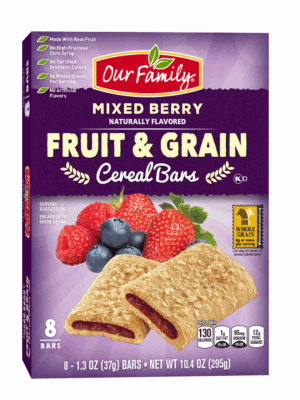 Our Family Fruit & Grain mixed berry cereal bars, 8-count 10.4 ounce