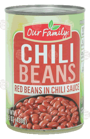 Our Family chili beans, red beans in chili sauce 15 ounce