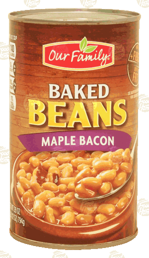 Our Family baked beans, maple bacon 28 ounce