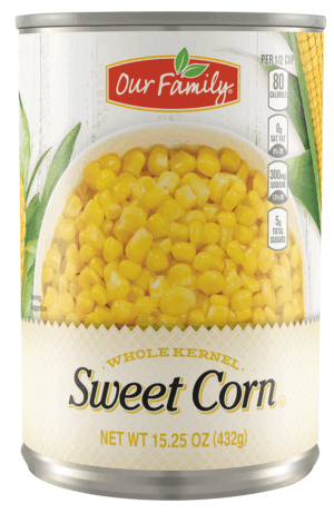 Our Family sweet corn, whole kernel 15.25 ounce