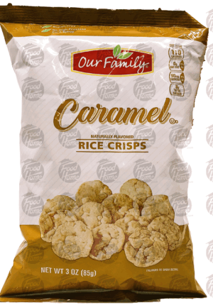 Our Family caramel rice crisps, bag 3 ounce