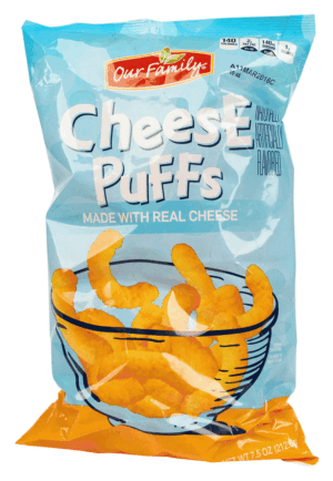 Our Family cheese puffs 7.5 ounce