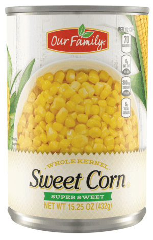 Our Family whole kernel corn, super sweet 15.25 ounce