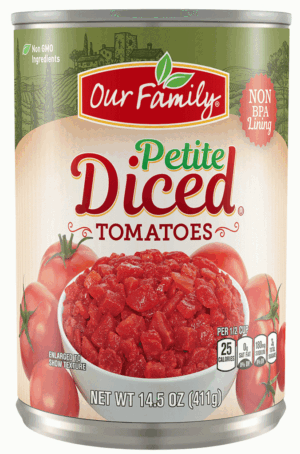 Our Family petite diced tomatoes 14.5 ounce
