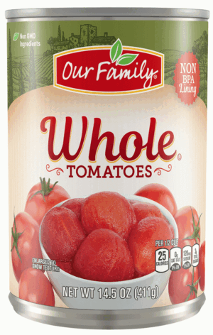 Our Family whole peeled tomatoes 14.5 ounce