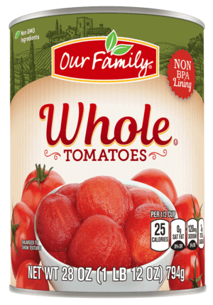 Our Family whole peeled tomatoes 28 ounce
