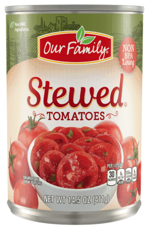 Our Family stewed tomatoes 14.5 ounce