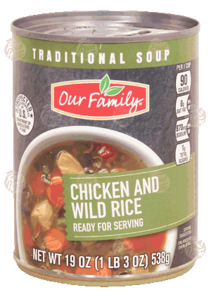Our Family Traditional Soup chicken and wild rice 19 ounce
