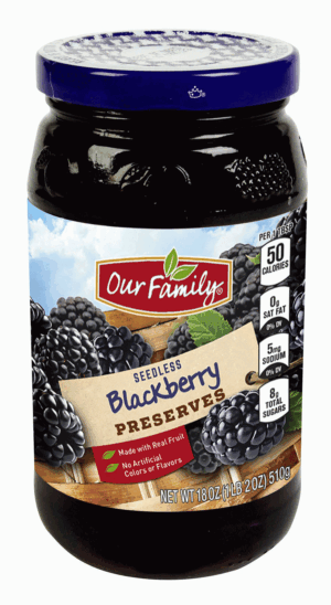 Our Family seedless blackberry preserves 18 ounce