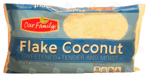 Our Family flake coconut, sweetened 14 ounce