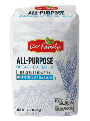 Our Family flour, all-purpose, bleached 5 pound