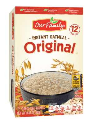 Our Family instant oatmeal, regular, 12-packets 11.8 ounce