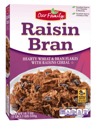 Our Family raisin bran cereal 18.7 ounce
