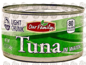Our Family tuna in water, light chunk 12 ounce